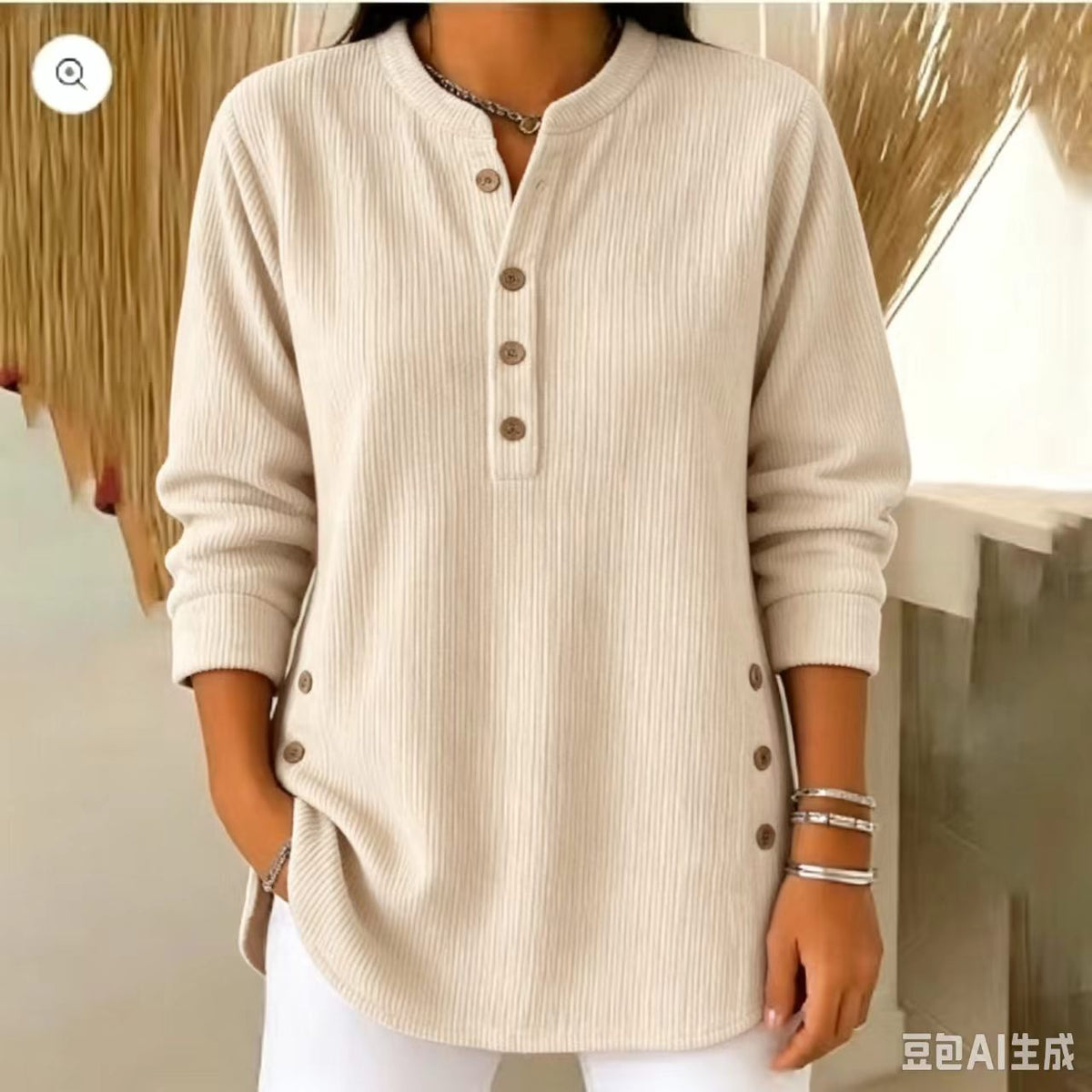 Halloween Discounts !🎉 Women‘s Corduroy Henley Top – Stylish, Soft & Versatile 🧥📦
