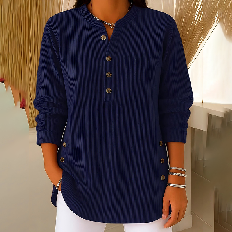 Halloween Discounts !🎉 Women‘s Corduroy Henley Top – Stylish, Soft & Versatile 🧥📦