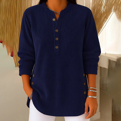 Halloween Discounts !🎉 Women‘s Corduroy Henley Top – Stylish, Soft & Versatile 🧥📦