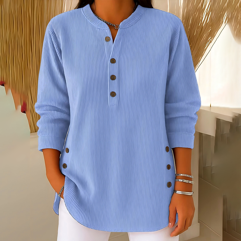 Halloween Discounts !🎉 Women‘s Corduroy Henley Top – Stylish, Soft & Versatile 🧥📦